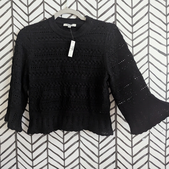 Madewell Black Crochet-Knit Long Sleeve Top - Picture 2 of 6